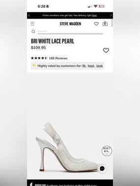 Steve Madden Bri White Lace Pearl Slingback Heels Size 9.5 Fits like 9 | 4” Heel